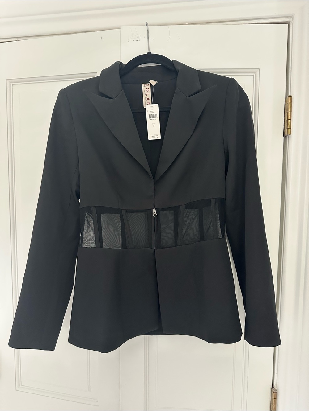 NWT Anthropologie Black Mesh-Waist / Corset Blazer Jacket